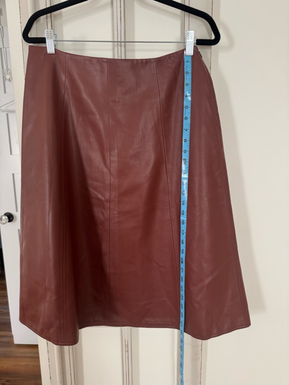 Women's Faux Leather A-Line Skirt - Rust Brown